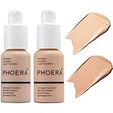 2 Pcs PHOERA Soft Matte Full Coverage Liquid Foundation Brighten Highlighting Matte Oil Control Concealer Facial Blemish Conc