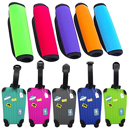 Lalonovo 5pcs Luggage Handle Wraps and 5pcs Luggage Tags (Set1)