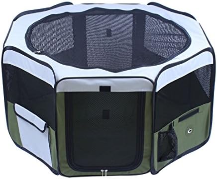 Captain Pet Foldable Playpen Portable Dog Exercise Pen Kennel Indoor&amp;Outdoor Tent for Small Medium Large Dogs Cats Puppies (M: 36"(L)36"(W)18"(H), Green)
