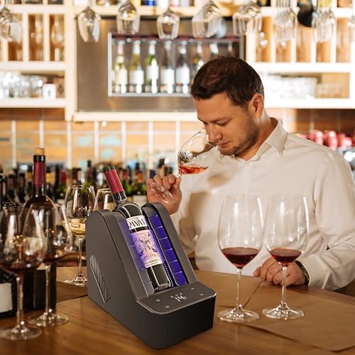 Electric Wine Cooler for Table & Bar - Precision Cooling without Ice - 24 Hours Continuous Operation for Wine & Champagne - Fits 750ml Standard Bottles & Various Champagne Sizes - Gift Idea
