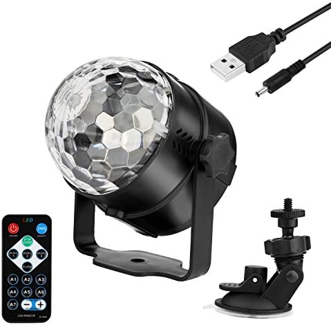USB Powered Disco Ball Party Lights, iYonch Sound Activated Crystal Magic RGB led Stage lighting for DJ Party Karaoke Xmas Wedding Club Car Outdoor Anywhere,with Remote Control,Braket,Suction Cup