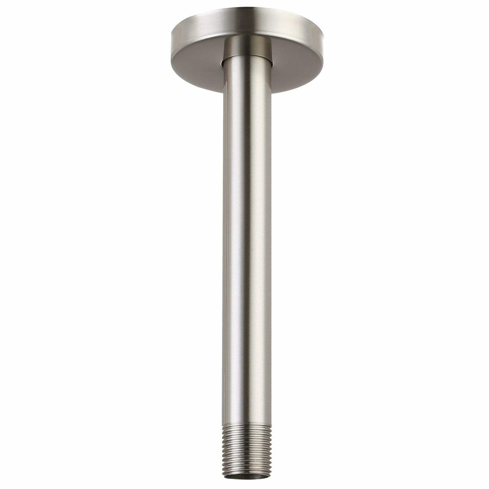 Photo 1 of Voolan Shower Arm with Flange, Ceiling Mounted Fixed Shower Pipe, Bathroom Straight Rain Shower Replacement Arm, Universal Connection 1/2 NPT (10 Inch, Brushed Nickel)