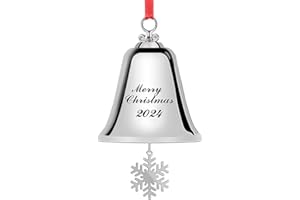 Kyoryuger Snowflake Christmas Bell 2024 Memory Christmas Bell Ornaments for Christmas Tree Christmas Wreath Hanging Decorative Bells for Doors Walls Windows Sliver Christmas Bells
