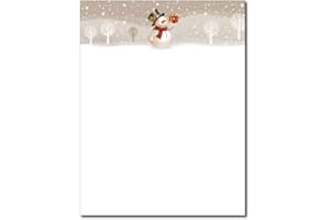 DESKTOP PUBLISHING SUPPLIES, INC. Snowman with Present Christmas Holiday Stationery - 80 Sheets - Great for Flyers, Invitations, or Letters
