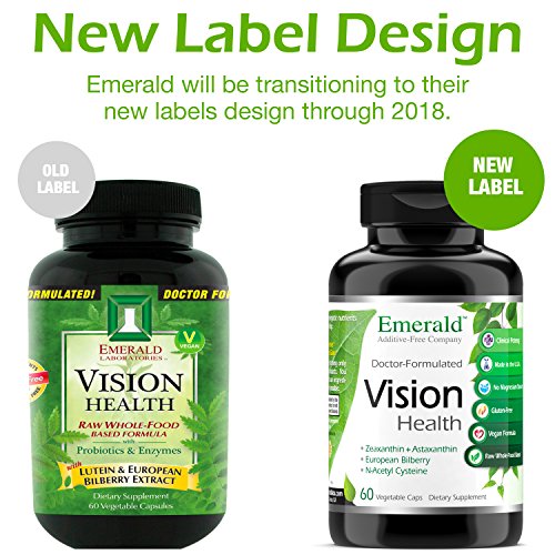 Vision Health - with Lutein & European Bilberry Extract - Supports Macular Health, Retina/Lens Strength, Eye Sensitivity - Emerald Laboratories - 60 Vegetable Capsules