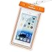 Waterproof Case, Ace Teah Clear Universal Waterproof Case, Dry Bag, Pouch, Transparent Snowproof Dirtproof Protective Cover for iPhone 8, 7, 6S, 6 Plus X Samsung Galaxy S7 S6 Edge, Note 5 4 - Orange