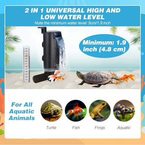 SUSOO 5W Silent Aquarium Filter with 400L/H Flow Rate, High-Low Water Level Submersible Pump System for Fish,Turtle and Reptile Tank,Small Filtration Waterfall Filter for Aquatic Tanks Accessories