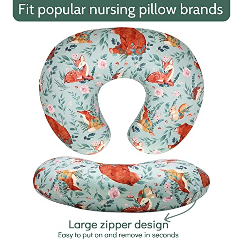 Nursing Pillow Covers, Bear Breastfeeding Pillow Cover for Baby Boys & Girls, Woodland Nursing