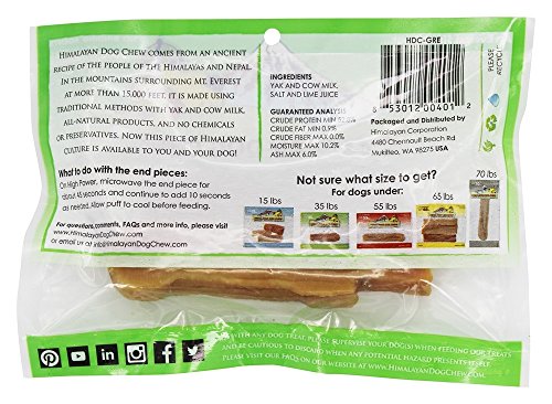 HIMALAYAN DOG CHEW ORIGINAL YAK CHEESE CHEW, 1 MEDIUM STICK, 2.3 OZ, GLUTEN FREE, HEALTHY TREATS, GRAIN & LACTOSE FREE 100% NATURAL, LONG LASTING, FOR DOGS UNDER 35 LBS