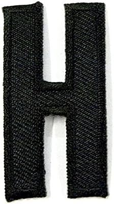 Letter Patches H English Capital Letter Character Alphabet 50mm Black Stripe Iron On Patch Embroidered Shirt Hat Clothing Jeans Jacket