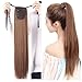 Drawstring Ponytail Clip in Hair Extensions ponytail Hairpiece Binding Pony Tail Extension for Girl Lady Woman Light Brown