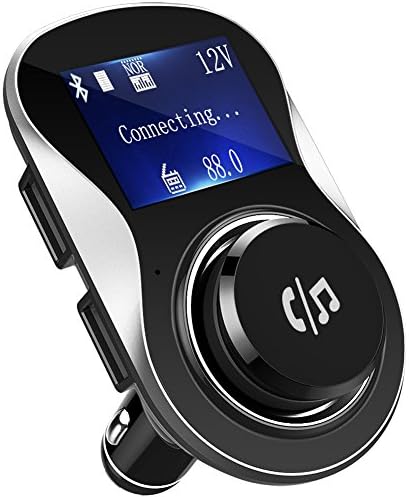 FM Transmitter, Tinzzi Bluetooth Wireless Radio Adapter Car Kit with Dual USB Charging Ports, 1.4” LCD Display and Hands Free Calling for iPhone, Samsung, etc