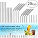 Stainless Steel Straws Set of 20 Reusable Drinking Straws Ultra Long 10.5 and 8.5 Inch Drinking Metal Straws For Tumblers Rumblers Cold Beverage (8 Straight|8 Bent|4 Brushes)