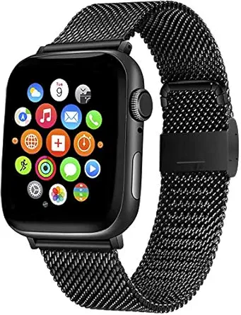 Stainless Steel Metal Mesh Watch Band Compatible with Apple Watch Band 38mm 40mm 42mm 44mm, Replacement Wristband Adjustable Strap Compatible with iWatch Series 6/5/4/3/2/1 SE for Men Women