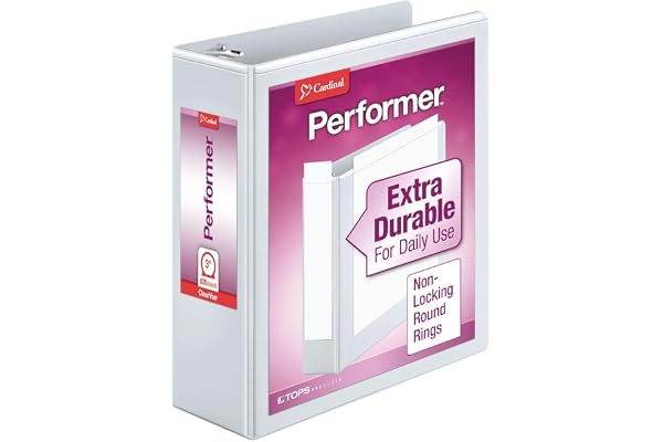 Tops 67524 Cardinal BasicSelect Non-Stick ClearVue Round Ring Binder, 3-Inch Capacity, Letter Size (White)