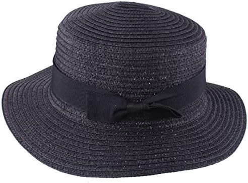 SHARBAY INC Women's Sun Hat - Floppy Straw Panama Roll up Hat Big Foldable Roll up UV Protection Summer Beach Wide Brim Cap UPF50+ (6605 Black)