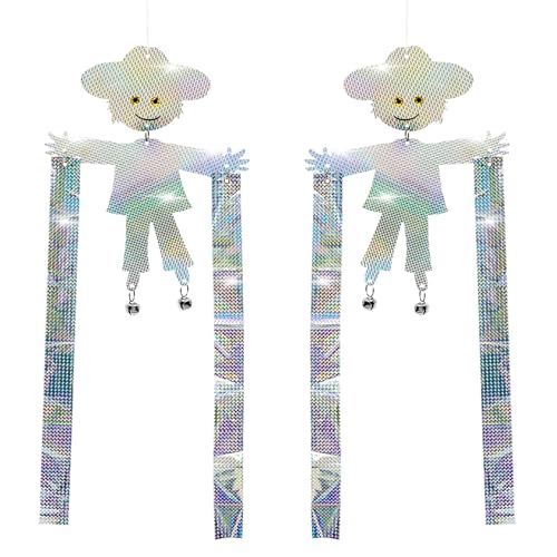 Reflective Scarecrow Keep Bird Away, Bird Scare Device, Hanging Reflector Board to Scare Pigeons Woodpecker Hawks Away, Outdoors Reflective Keep Birds Away from Patio, Windows, Balcony, Orchard, 2Pcs