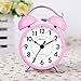 Classical Retro Twin Bell Alarm Clocks Mute Silent Quartz Movement Non Ticking Sweep Second Hand Bedside Desk Analog Morning Wake Up Alarm Clock with Nightlight Backlight and Loud Alarm HA01 Pink