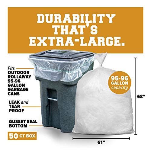 Plasticplace 9596 Gallon Garbage Can Liners │ 2 Mil │ Clear Heavy Duty
