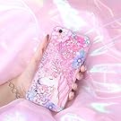 Liquid case for iPhone 6/6 plus / iPhone 7/7 plus Print Flowing Liquid Floating Luxury Bling Glitter Sparkle Stars Transparent Plastic Case (Pink Unicorn, iPhone 7 (4.7 inch))