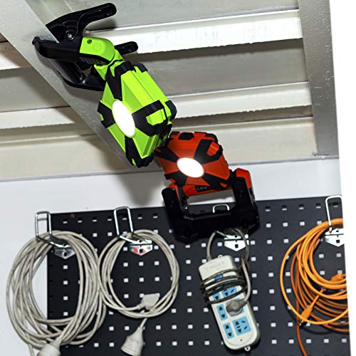 LOVORK Portable Clip LED Worklight 900lm 6000K Clamp Work Light Adjustable,USB Rechargeab,for Outdoor Camping,Emergency,Construction,Repairing,Workshop,Fishing,Waterproof,Cordless,Green