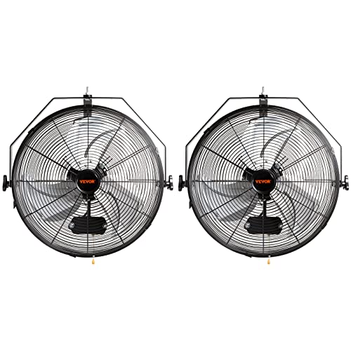 VEVOR 18 Inch Wall Mount Fan, 3-Speed IP44 Waterproof Industrial Fan, Max. 4150 CFM for Outdoor, Commercial, Residential, Greenhouse, Workshop, ETL Listed, 2-Pack