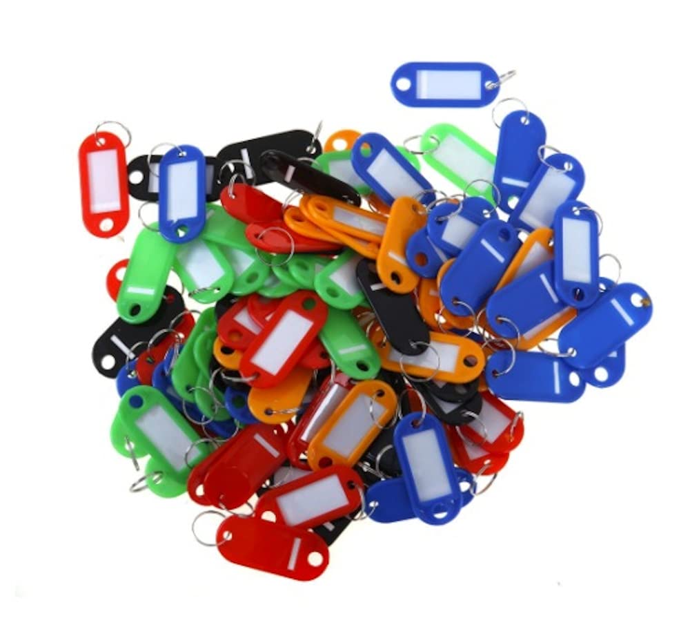 Merriway BH06546 (40 Pcs) Workshop Assortment of Key Ring Luggage Tags with Labels, Pack of 40 Pieces