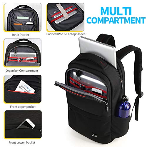 ASPENSPORT Slim Laptop Backpack Fit 15.6 inch Business Travel Computer Bag with Luggage Strap Water Repellent Daypack for Men Navy