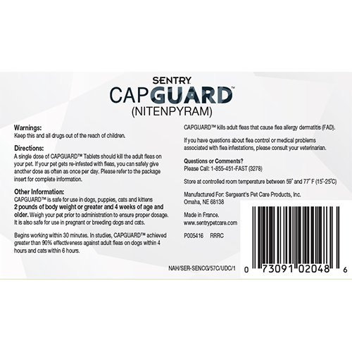SENTRY Capguard (nitenpyram) Oral Flea Control Medication, 25 lbs and Over, 6 count