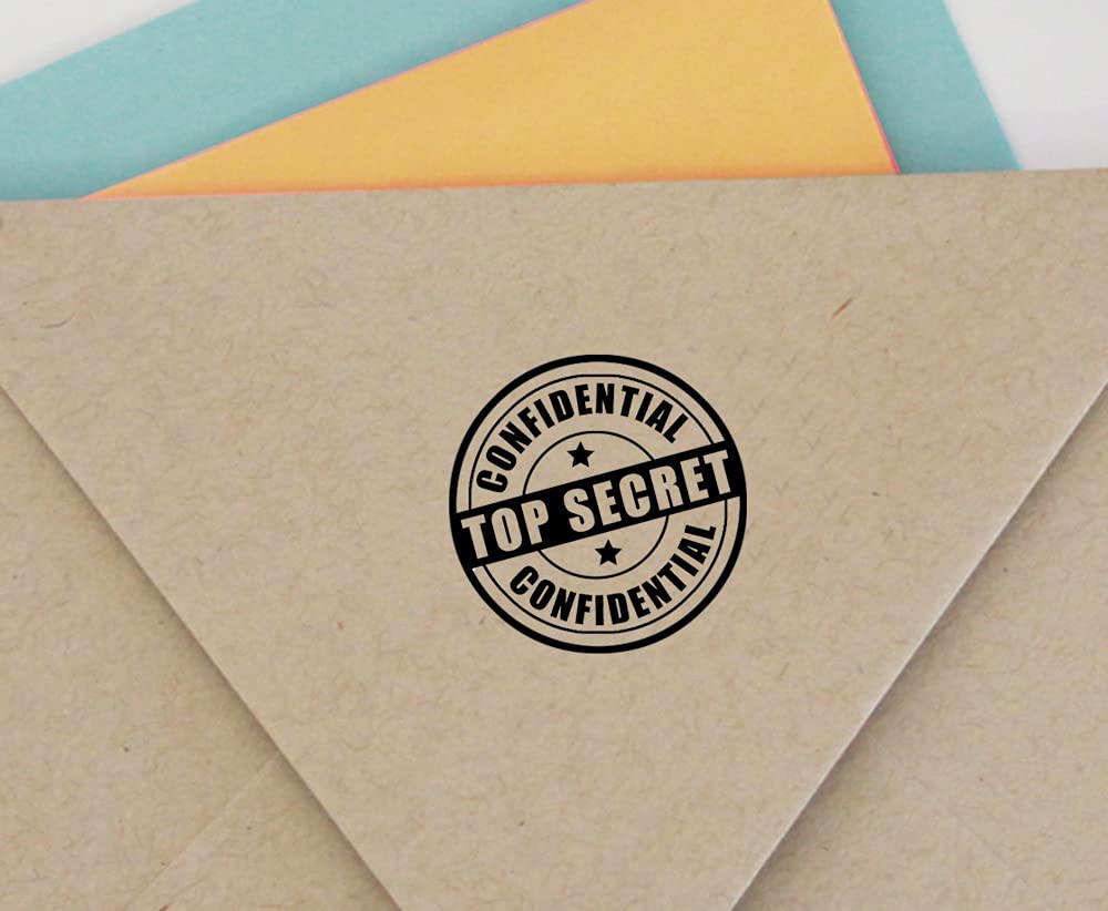 Printtoo Confidential & TOP Secret Stamp Self Inking Round Stamper- Red Ink Office Stationary 40 mm