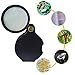Nydotd 6X Mini Pocket Magnifying Glass Folding Magnifier Loupe with Rotating Protective Holster Leather Pouch for Reading, Science Class, Hobby (Black, 60mm/2.4
