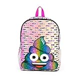 Emoji Rainbow Poo 16 inch Backpack with Side Mesh Pockets