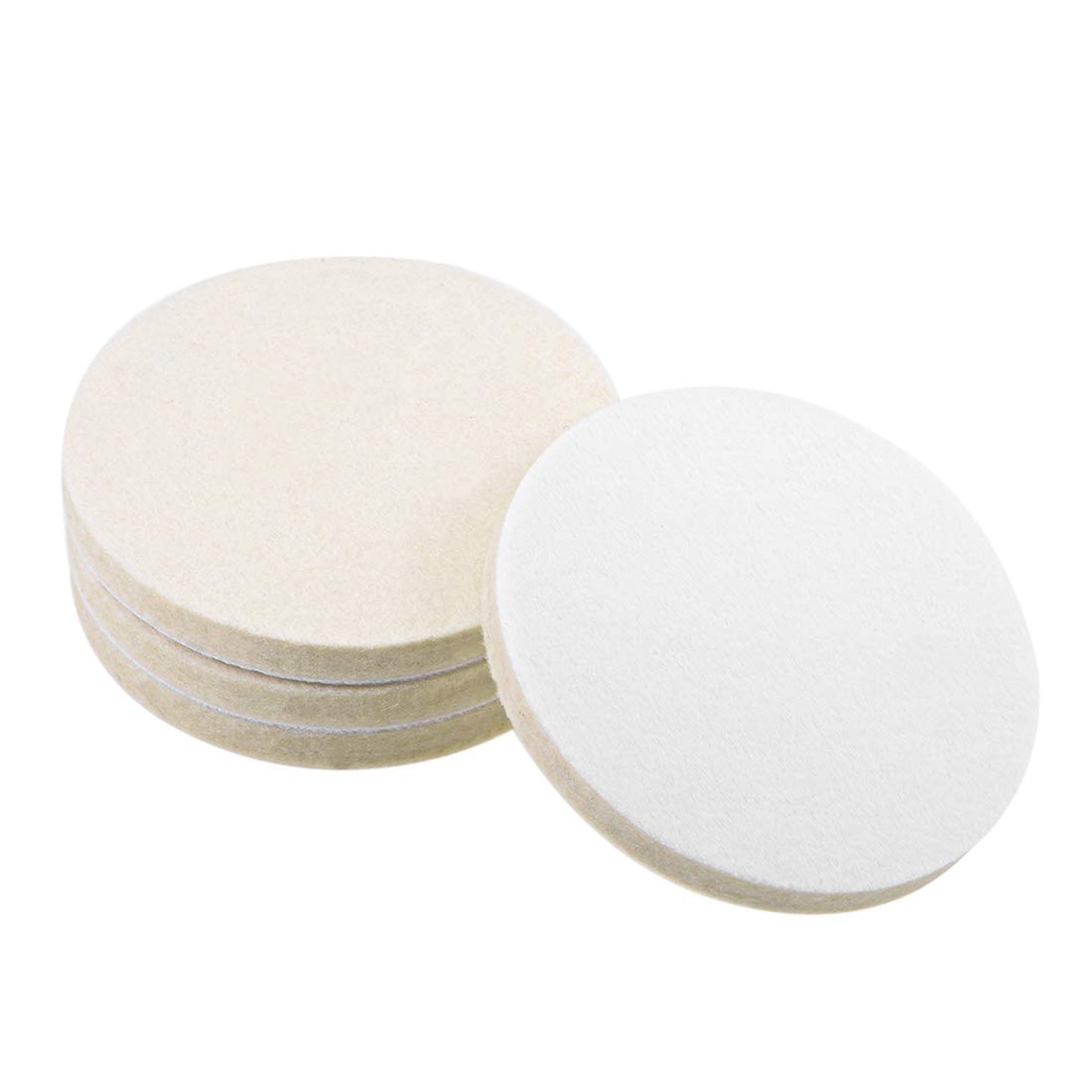 sourcing map 4 Inch Wool Felt Polishing Pad, Buffing Wheels Polish Pad, Flocking Hook & Loop Back for Random Orbital Sander 4pcs