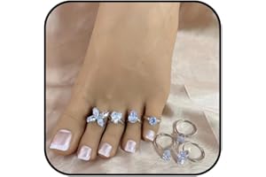 IQIC Gold Toe Rings Set for Women Adjustable Band Toe Rings Non Tarnish Heart Stars Toe Ring Waterproof Butterfly Rhinestone Toe Rings Boho Summer Beach Toe Jewelry