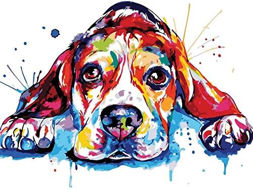 Amazon Fupos 数で描く 数字でカラフルな犬のdiy絵画動物の手描きの油絵キャンバス着色壁の装飾 テン刻 通販