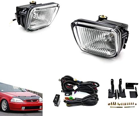 CNSPEED Fog Light Fog Lamp Yellow/clear Fog Lights Lamp with Switch (White)