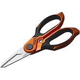 Klein Tools 2100CS Stainless Steel Electrician Scissors with Serrated Blade and Cable Stripper, Shears for Wire and Cable Cutting, 7-Inch