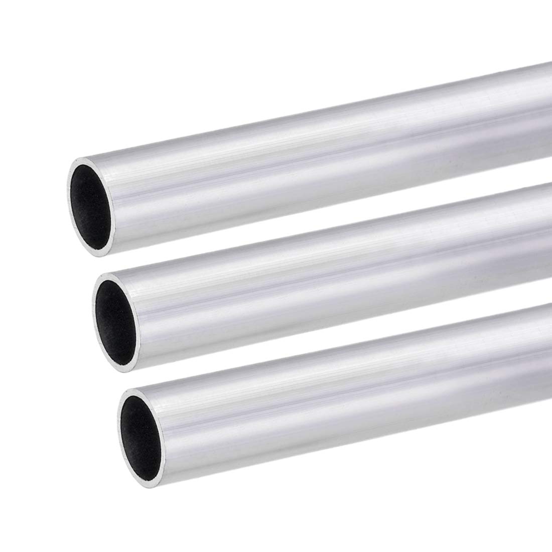 sourcing map 6063 Aluminum Round Tube, 21mm OD 18mm Inner Dia 300mm Length Seamless Straight Tubing 3 Pcs
