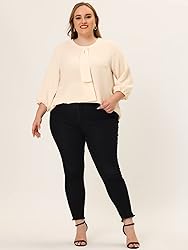 Agnes Orinda Women's Plus Size Tops Work Round Neck