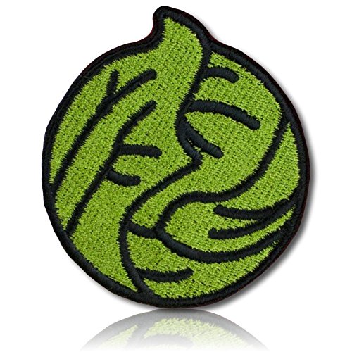 [1 Count Single] Custom and Unique (1.9" x 2.1" Inch) Round Circle "Foodie" Healthy Snack Time Vegetable Food Brussel Sprout Vegetarian Vegan Design Iron On Embroidered Applique Patch {Green & Black}