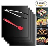 Lionsoul BBQ Grill Mats, Barbecue Baking Cooking Mats Set Of 5-100% Non-Stick, FDA-Approved, Reusable And Easy To Clean - Works On Gas, Charcoal, Electric Grill, 16 X 13 Inch