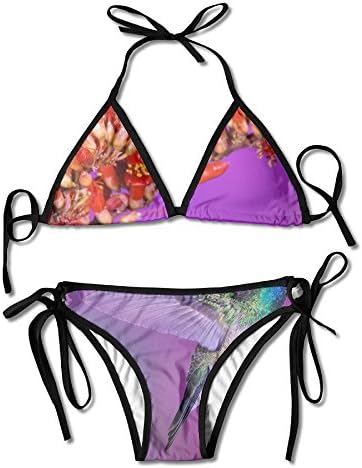 BJN GL Fashion Women Humming Bird Flight Flowers Printing Sexy Two-Piece Bikini Set Beach Bathing Suit