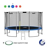 Kangaroo Hoppers Trampoline with Safety Enclosure,Jumping Mat,Ladder and Spring Cover Padding,12 15 FT Available,Multiple Color Choices, TUV and ASTM Tested, Best Outdoor Gift for Kids(Blue, 15FT)
