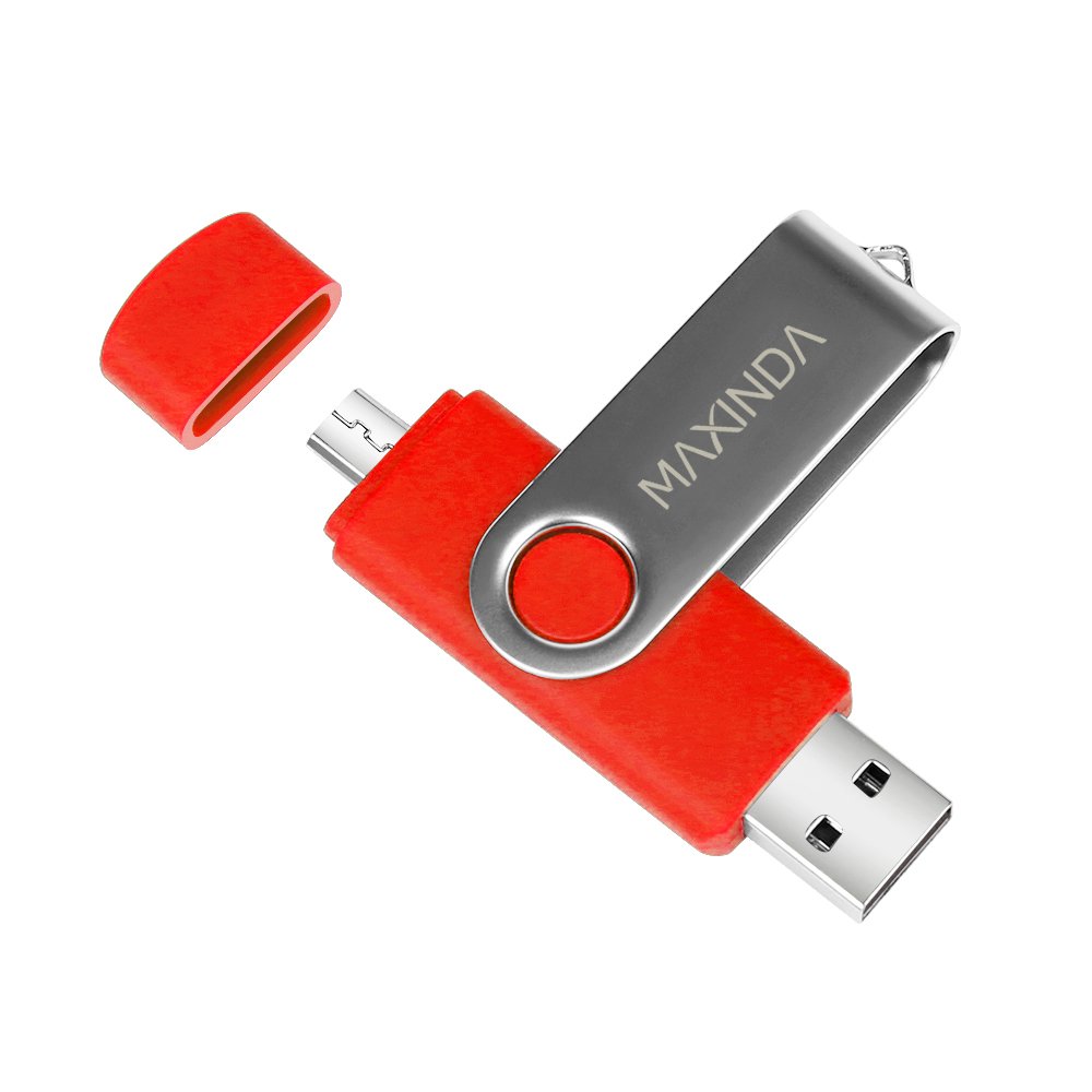 MAXINDA 16GB OTG Telefono Mobile /Tablet PC Trasformazioni Duale Micro USB / USB 2.0 Memoria Unità Flash In Movimento Disco USB (Rosso)