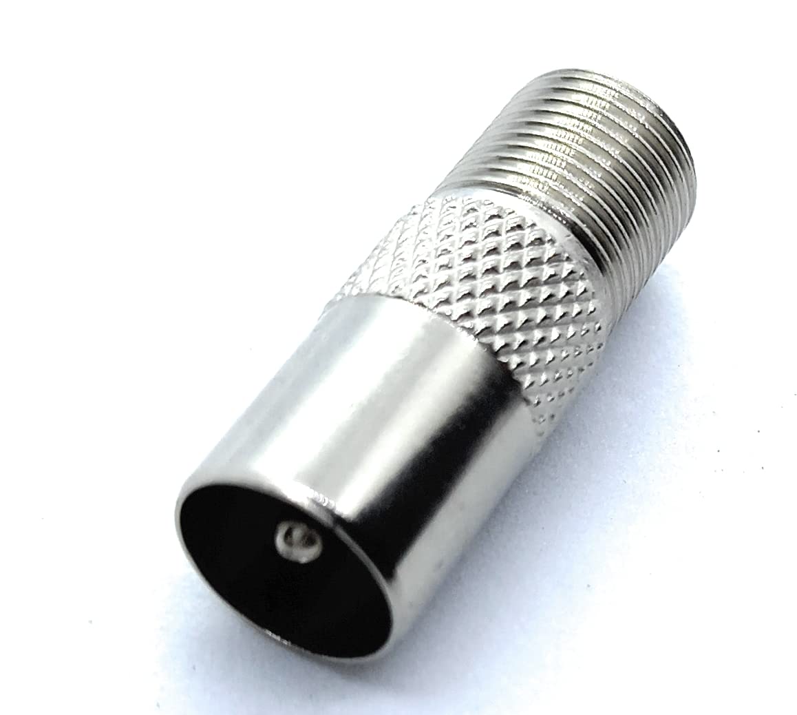 DRUT TV RF Male to F Type Screw Connector Socket Aerial Coax Adapter Coaxial Plug (Silver)