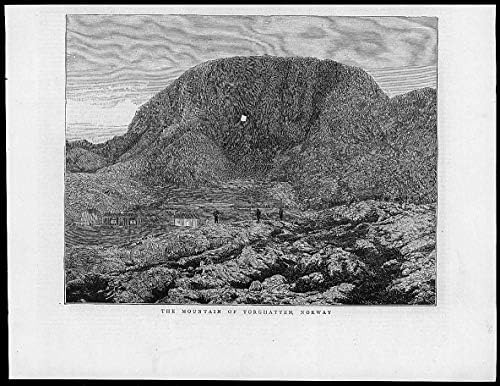 1880 - Antique Print NORWAY Torghatten Mountain Granite Tunnel Centre (085)
