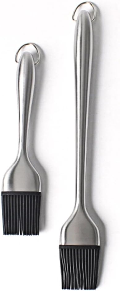 OUNONA Grillpinsel Silikon BBQ-Pinsel Bratpinsel mit Edelstahl Griff f¨¹r Grill Fleisch Kuchen Geb?ck 2 St¨¹cke (30 cm + 20 cm)