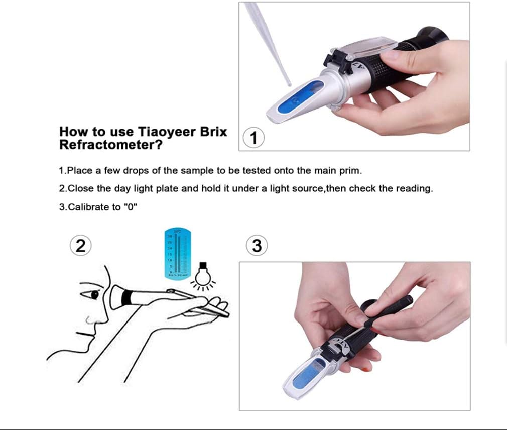 Brix Refractometer with ATC Digital Handheld Refractometer for Homebrew Wort Beer Wine Fruit Sugar Dual Scale-Specific Gravity 1.000-1.130 and Brix 0-32% (Black) - Image 5