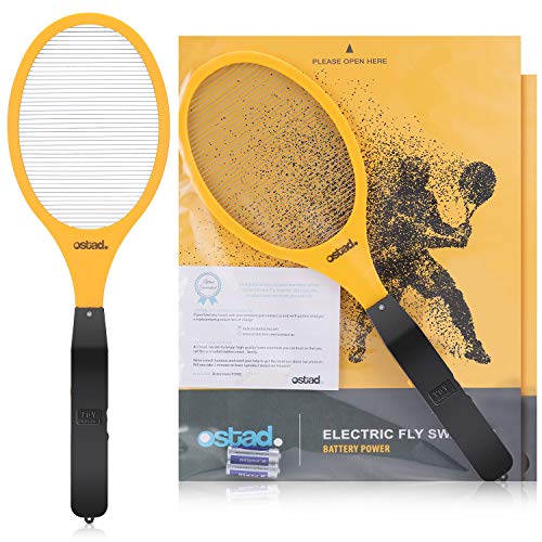 Premium Heavy duty electric bug swatter 2800V zapper racket-Original Hand Held Racket Style Fly and Mosquito Zapper - AA Batteries Included-Great for Bugs,Pest,Wasp,Fly Control at Home,Indoor/Outdoor