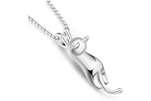 PULABO Silver Cat Necklace Cat Pendant Necklace for Women Charm Jewelry Convenient